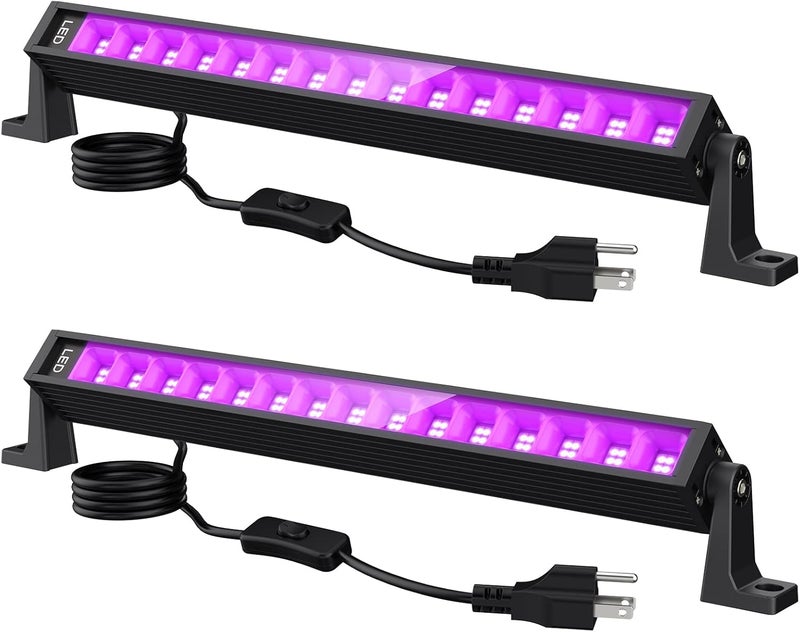 lamvip شريط ضوء أسود LED بقوة 38 واط، أشرطة ضوء أسود مع قابس ومفتاح تضيء منطقة 22x22 قدم لحفلات التألق وحفلات الهالوين وزينة غرف النوم وإضاءة المسرح - عبوة من 2 - Image 1